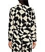 Color:Black/White - Image 2 - Rue Geometric Print V-Neck Button Front Coordinating Long Sleeve Top