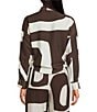 Lucy Paris Rue Printed Collared Long Sleeve Coordinating Button Front Tie Top - Image 2
