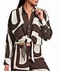 Lucy Paris Rue Geometric Printed Collared Long Sleeve Coordinating Button Front Tie Top - Image 1