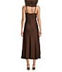 Lucy Paris Satin Lace V-Neck Sleeveless Midi Dress, Color:Brown - Image 2