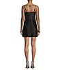 Color:Black - Image 2 - Satin Sequin Bead Long Sleeve Overlay Mini Dress