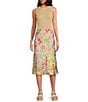 Color:Multi Floral - Image 3 - Satin Slip Floral Print Midi Skirt