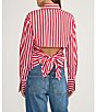Lucy Paris Simone Stripe Print Point Collar Long Sleeve Open Tie Back Coordinating Button Front Top - Image 2
