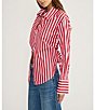 Lucy Paris Simone Stripe Print Point Collar Long Sleeve Open Tie Back Coordinating Button Front Top - Image 3