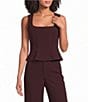 Lucy Paris Square Neck Sleeveless Coordinating Peplum Top - Image 1