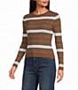Lucy Paris Striped Crew Neck Long Sleeve Sweater Knit Top - Image 1