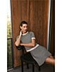 Lucy Paris Warren Coordinating Printed Crew Neck Short Sleeve Top, Color:Black Tan - Image 5