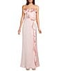 Lulus Bonnie Satin Strapless Ruffle Side Slit A-Line Full Length - Image 6