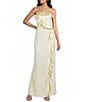 Lulus Bonnie Satin Strapless Ruffle Side Slit A-Line Full Length - Image 1
