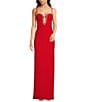 Lulus Crepe Jasmine Crystal Deep Cutout Crepe Maxi Dress, Color:Red - Image 1