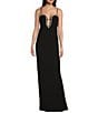 Lulus Crepe Jasmine Crystal Deep Cutout Crepe Maxi Dress, Color:Black - Image 1