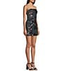 Lulus Floral Sequin Strapless Bodycon Mini Dress, Color:Black - Image 3