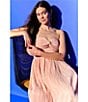 Lulus Majestic Strapless Cut-out Satin Plisse Long Dress, Color:Light Pink - Image 5