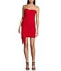 Lulus Mesh Ruched Strapless Rosette Mini Dress, Color:Red - Image 1