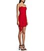 Lulus Mesh Ruched Strapless Rosette Mini Dress, Color:Red - Image 3