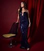 Lulus Mystic Strapless Macy Sequin Mermaid Long Dress, Color:Navy - Image 5