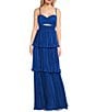 Lulus Plisse Fortuna Tiered Sweetheart Neckline Cut Out Long Dress, Color:Royal Blue - Image 1