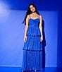 Lulus Plisse Fortuna Tiered Sweetheart Neckline Cut Out Long Dress, Color:Royal Blue - Image 4