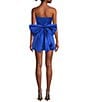 Lulus Satin Bow Strapless A-Line Mini Dress, Color:Royal Blue - Image 2