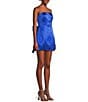 Lulus Satin Bow Strapless A-Line Mini Dress, Color:Royal Blue - Image 3