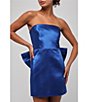 Lulus Satin Bow Strapless A-Line Mini Dress, Color:Royal Blue - Image 5