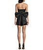Lulus Satin Bow Strapless A-Line Mini Dress, Color:Black - Image 2