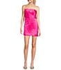 Lulus Satin Strapless Bow Mini Dress, Color:Hot Pink - Image 1