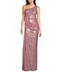 Lulus Sequin Fairhaven One Shoulder Long Dress, Color:Pink - Image 1