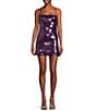Lulus Sequin Sleeveless Lace-Up Back Mini Dress, Color:Purple - Image 1