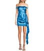 Lulus Strapless Off-The-Shoulder Ethereal Excellence Mini Dress, Color:Aqua Blue - Image 1