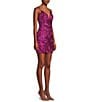 Lulus Textured Sequin Deep V-Neckline Bodycon Mini Dress, Color:Magenta - Image 3