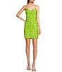 Lulus Textured Sequin Lace Up Mini Dress, Color:Green - Image 1