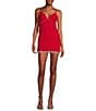 Lulus V-Neck Rhinestone Fringe Mini Dress, Color:Red - Image 1