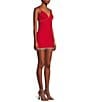 Lulus V-Neck Rhinestone Fringe Mini Dress, Color:Red - Image 3