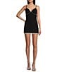 Lulus V-Neck Rhinestone Fringe Mini Dress, Color:Black - Image 1