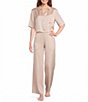 Lunya Washable Silk Collared Button Front Short Sleeve High Rise Pant Pajama Set - Image 1