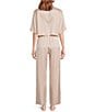 Lunya Washable Silk Collared Button Front Short Sleeve High Rise Pant Pajama Set - Image 2