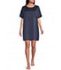 Lunya Washable Silk Round Neck Short Sleeve Oversized Sleep Shirt - Image 1