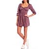 Color:Purple - Image 1 - Lydia 3/4 Sleeve Corsetry Mini Dress