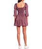 Color:Purple - Image 2 - Lydia 3/4 Sleeve Corsetry Mini Dress