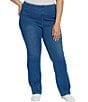 Lysse Plus Size Denim Baby Bootcut Leggings, Color:Mid Wash - Image 1