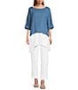 Color:Jeans - Image 3 - M Made In Italy 2 Piece Linen Tunic