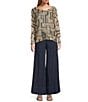 M Made in Italy Abstract Printed Scoop Neck Long Sleeve Knit Top - Image 3