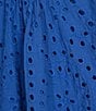 Color:Cobalt - Image 3 - M Made In Italy Cotton Eyelet V-Neck Ruffle Cap Sleeve Shift Dress