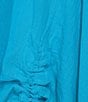 M Made in Italy Cotton Gauze V-Neck Sleeveless Layered Ruched Drawstring Midi A-Line Dress, Color:Ocean - Image 3