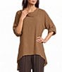 M Made in Italy Cowl Neck 3/4 Sleeve High/Low Tunic - Image 1