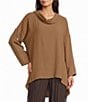 M Made in Italy Cowl Neck 3/4 Sleeve High/Low Tunic - Image 3