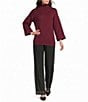 M Made in Italy Double Knit Turtle Neck 3/4 Sleeve Sweater Top - Image 3