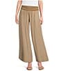 M Made in Italy Fold-Over Waistband Wide Leg Pull On Pants, Color:Biscotti - Image 1
