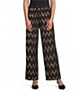 M Made in Italy Knit Foil Chevron Print Pull-On Pants - Image 1